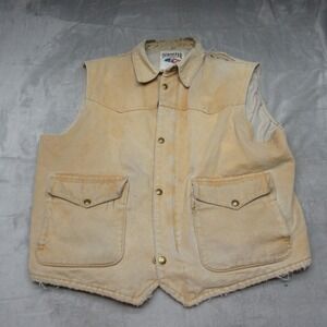 Schaefer Outfitter Vest Men Large Yellow Canvas Western Rugged USA Made VTG READ